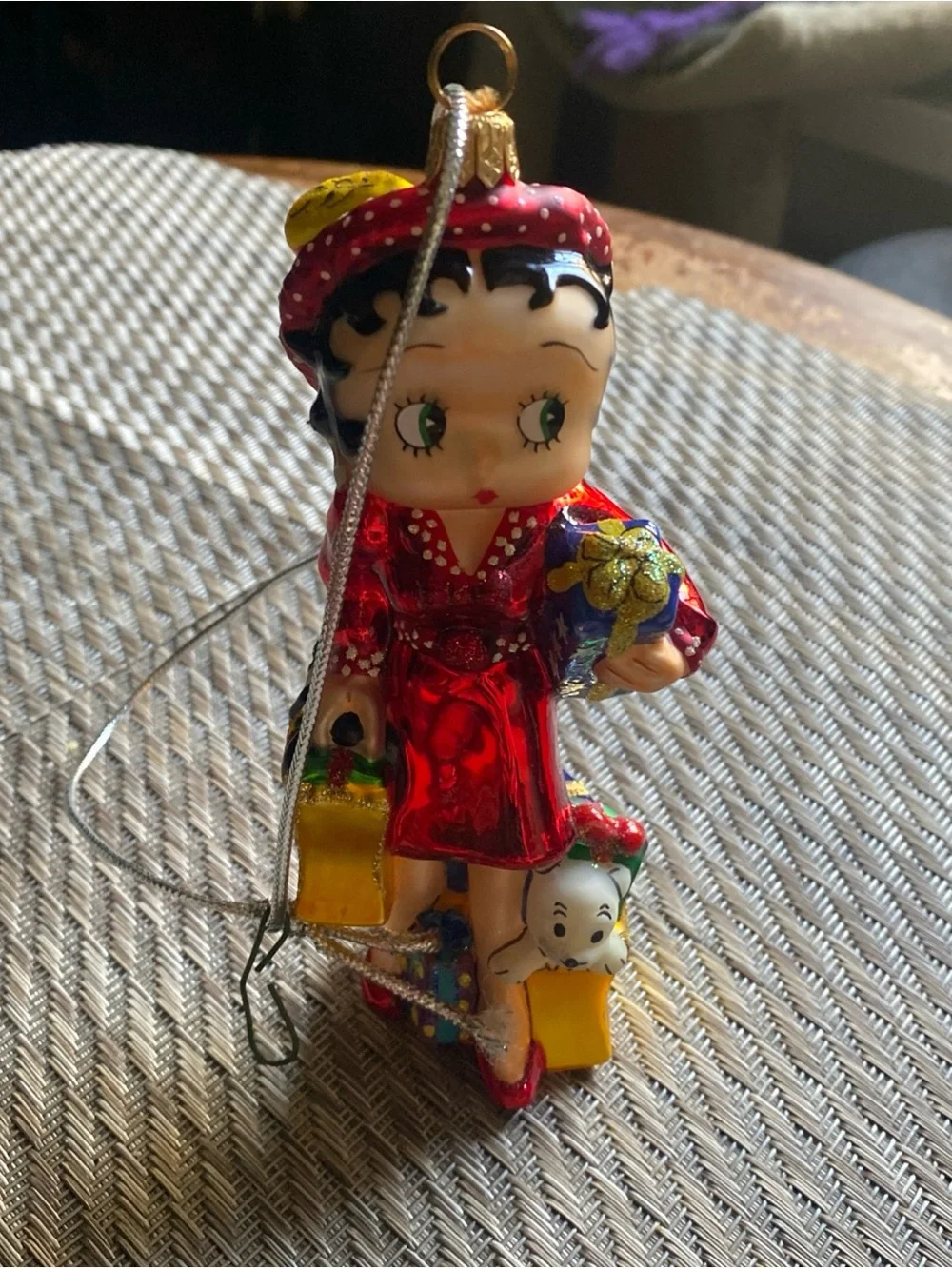 Kurt Adler Polonaise Betty Boop Glass Ornament Shopper Gifts Pudgy Poland Vtg